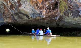 Going into the submerged cave