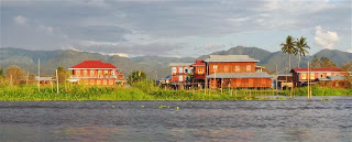 Expensive resorts on Inle Lake shore