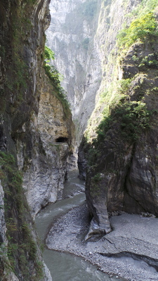 The little black patch is the road tunnel